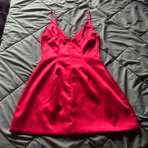 Red Ruched Mini Sundress for Cocktail Nights - Picture 2 of 2